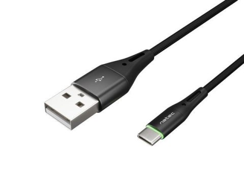 Kabel USB 2.0 Type-C(M) - AM 1m oplot czarny led Natec Prati Kabel USB 2.0 Type-C(M) - AM 1m oplot czarny led Natec Prati