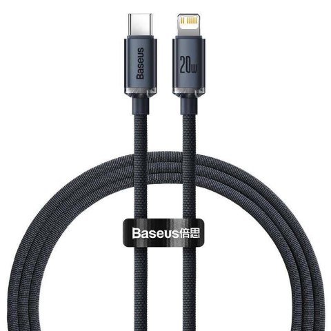 Kabel przewód USB-C / Typ-C - Lightning / iPhone 120cm Baseus Crystal CAJY000201 z obsługą szybkiego ładowania 20W PD Kabel przewód USB-C / Typ-C - Lightning / iPhone 120cm Baseus Crystal CAJY000201 z obsługą szybkiego ładowania 20W PD