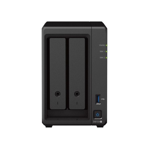 NAS Synology DS723+; Tower; 2x (3.5" SATA HDD); AMD Ryzen R1600;,2GB DDR4 ECC (max. 32GB), 2x 1GbE RJ-45 NAS Synology DS723+; Tower; 2x (3.5" SATA HDD); AMD Ryzen R1600;,2GB DDR4 ECC (max. 32GB), 2x 1GbE RJ-45