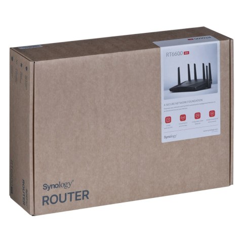 Synology Router RT6600ax, Wi-Fi 6, IEEE 802.11a/b/g/n/ac/ax, 1x 2.5GbE, 3x 1GbE, 1xUSB 3.2, Dual WAN, Three-band router Synology Router RT6600ax, Wi-Fi 6, IEEE 802.11a/b/g/n/ac/ax, 1x 2.5GbE, 3x 1GbE, 1xUSB 3.2, Dual WAN, Three-band router