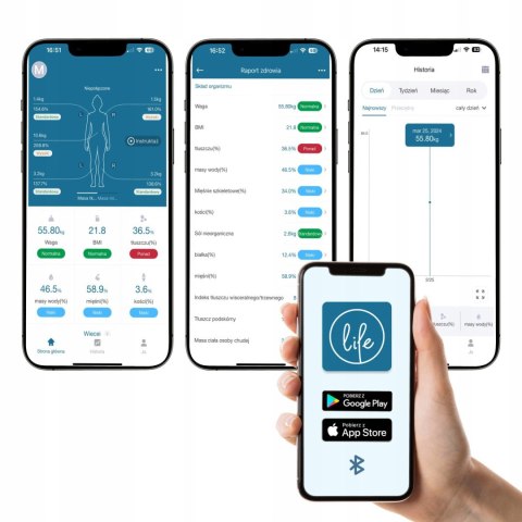 Waga łazienkowa analityczna 15 parametrów Apple Health Google Fit VERA WEBBER Waga łazienkowa analityczna 15 parametrów Apple Health Google Fit VERA WEBBER