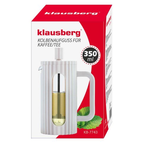 ZAPARZACZ TŁOKOWY DO KAWY/HERBATY 350ml KLAUSBERG KB-7743 BIAŁY ZAPARZACZ TŁOKOWY DO KAWY/HERBATY 350ml KLAUSBERG KB-7743 BIAŁY