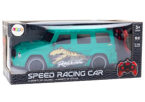 Auto Zdalnie Sterowane RC z Dinozaurem w Skali 1:10 Zielone Auto Zdalnie Sterowane RC z Dinozaurem w Skali 1:10 Zielone