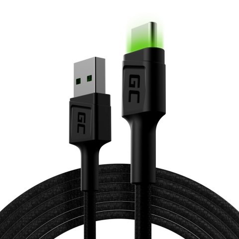 GREEN CELL KABEL KABGC13 GC RAY USB - USB-C 200CM, ZIELONY LED, SZYBKIE ŁADOWANIE ULTRA CHARGE, QC 3.0 GREEN CELL KABEL KABGC13 GC RAY USB - USB-C 200CM, ZIELONY LED, SZYBKIE ŁADOWANIE ULTRA CHARGE, QC 3.0