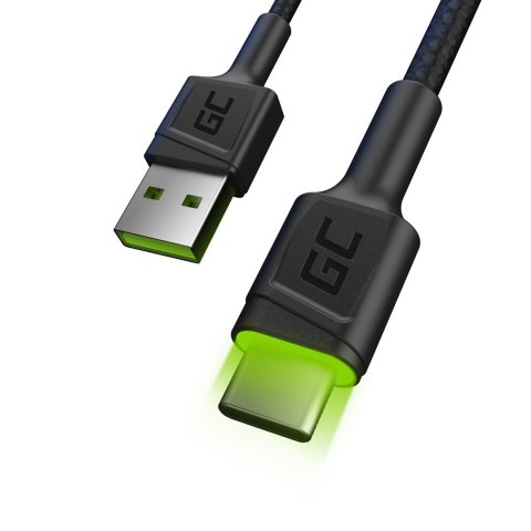 GREEN CELL KABEL KABGC13 GC RAY USB - USB-C 200CM, ZIELONY LED, SZYBKIE ŁADOWANIE ULTRA CHARGE, QC 3.0 GREEN CELL KABEL KABGC13 GC RAY USB - USB-C 200CM, ZIELONY LED, SZYBKIE ŁADOWANIE ULTRA CHARGE, QC 3.0