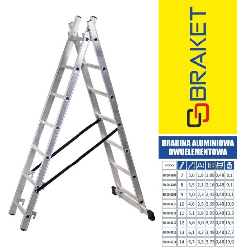 DRABINA ALUMINIOWA 2-ELEMENTOWA 300CM 7+7 SZCZEBLI DRABINA ALUMINIOWA 2-ELEMENTOWA 300CM 7+7 SZCZEBLI