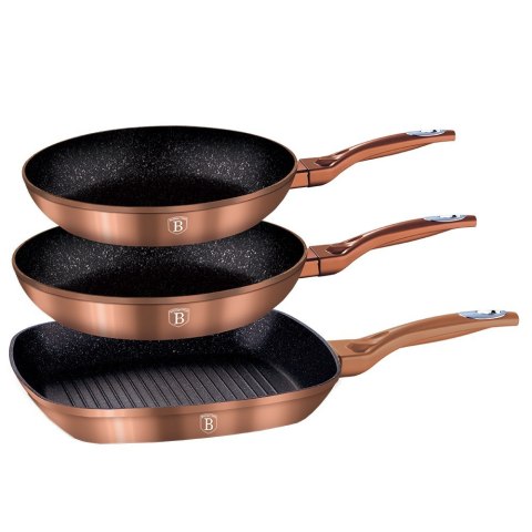 ZESTAW 3 PATELNI GRANITOWYCH BERLINGER HAUS ROSE GOLD LINE BH-1279 ZESTAW 3 PATELNI GRANITOWYCH BERLINGER HAUS ROSE GOLD LINE BH-1279