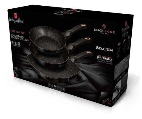 ZESTAW 3 PATELNI GRANITOWYCH BERLINGERHAUS BLACK ROSE BH-6156 ZESTAW 3 PATELNI GRANITOWYCH BERLINGERHAUS BLACK ROSE BH-6156