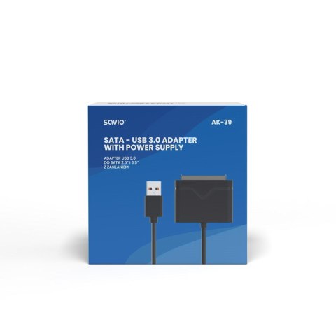 SAVIO ADAPTER USB 3.0 DO DYSKÓW 3.5" Z ZASILANIEM AK-39 SAVIO ADAPTER USB 3.0 DO DYSKÓW 3.5" Z ZASILANIEM AK-39
