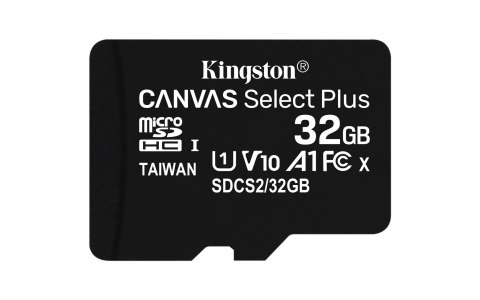 Karta pamięci z adapterem Kingston Canvas Select Plus SDCS2/32GB (32GB; Class 10, Class U1, V10; + adapter) Karta pamięci z adapterem Kingston Canvas Select Plus SDCS2/32GB (32GB; Class 10, Class U1, V10; + adapter)