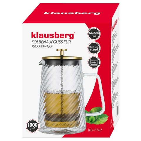 ZAPARZACZ TŁOKOWY DO KAWY/HERBATY TERMICZNY 1000ml KLAUSBERG KB-7767 ZAPARZACZ TŁOKOWY DO KAWY/HERBATY TERMICZNY 1000ml KLAUSBERG KB-7767