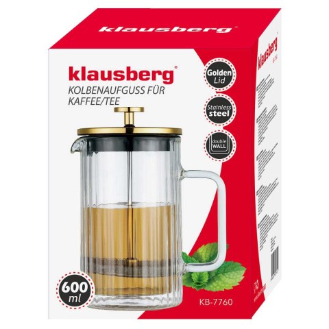 ZAPARZACZ TŁOKOWY DO KAWY/HERBATY TERMICZNY 600ml KLAUSBERG KB-7760 ZAPARZACZ TŁOKOWY DO KAWY/HERBATY TERMICZNY 600ml KLAUSBERG KB-7760