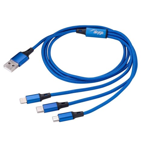 Kabel USB Akyga AK-USB-27 USB A (m) / micro USB B (m) / USB type C (m) / Lightning (m) 1.2m Kabel USB Akyga AK-USB-27 USB A (m) / micro USB B (m) / USB type C (m) / Lightning (m) 1.2m