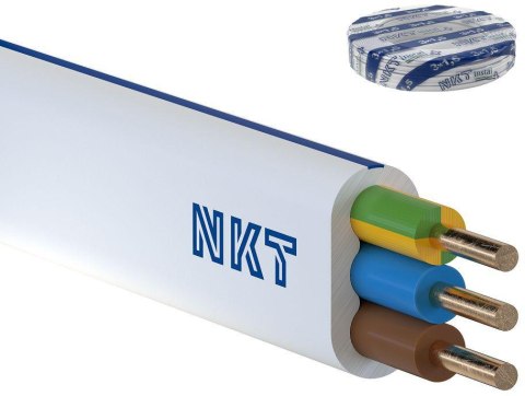 Przewód NKT instal PLUS YDYp 3x1,5 żo biały 450/750V 100m Przewód NKT instal PLUS YDYp 3x1,5 żo biały 450/750V 100m