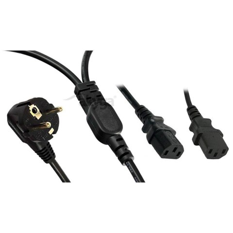 Kabel zasilający Akyga AK-PC-04A CEE 7/7 2xC13 250V/50Hz 1,8m czarny Kabel zasilający Akyga AK-PC-04A CEE 7/7 2xC13 250V/50Hz 1,8m czarny