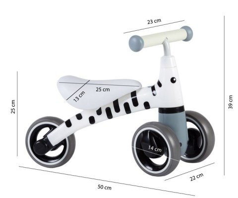 Rowerek biegowy dla dzieci bezpieczna konstrukcja koła EVA "Zebra" ECOTOYS Rowerek biegowy dla dzieci bezpieczna konstrukcja koła EVA "Zebra" ECOTOYS