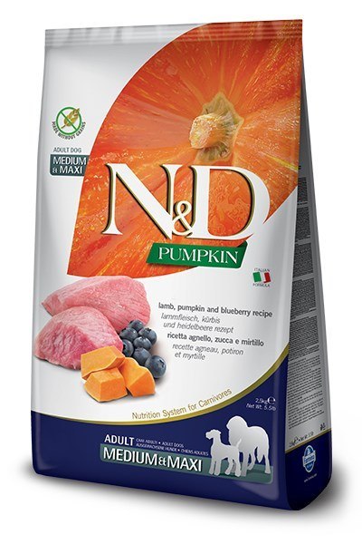 FARMINA N&D Pumpkin Lamb & Blueberry Adult Medium & Maxi - sucha karma dla psa - 12kg FARMINA N&D Pumpkin Lamb & Blueberry Adult Medium & Maxi - sucha karma dla psa - 12kg