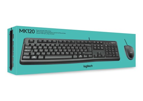 Zestaw klawiatura + mysz Logitech MK120 920-002562 (membranowa; USB 2.0; (US); kolor czarny; optyczna; 1000 DPI) Zestaw klawiatura + mysz Logitech MK120 920-002562 (membranowa; USB 2.0; (US); kolor czarny; optyczna; 1000 DPI)