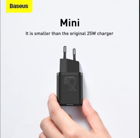 BASEUS ŁADOWARKA SIECIOWA Z KABLEM USB-C DO USB-C TZCCSUP-L01 SUPER SI 1C 25W CZARNA BASEUS ŁADOWARKA SIECIOWA Z KABLEM USB-C DO USB-C TZCCSUP-L01 SUPER SI 1C 25W CZARNA