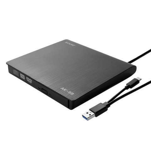 Nagrywarka DVD-RW SAVIO AK-59 zewnętrzna slim USB-C/USB-A Nagrywarka DVD-RW SAVIO AK-59 zewnętrzna slim USB-C/USB-A