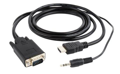Adapter GEMBIRD A-HDMI-VGA-03-10 (HDMI M - D-Sub (VGA), Jack stereo 3,5 mm M; 3m; kolor czarny) Adapter GEMBIRD A-HDMI-VGA-03-10 (HDMI M - D-Sub (VGA), Jack stereo 3,5 mm M; 3m; kolor czarny)
