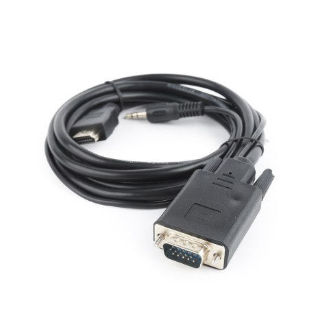 Adapter GEMBIRD A-HDMI-VGA-03-10 (HDMI M - D-Sub (VGA), Jack stereo 3,5 mm M; 3m; kolor czarny) Adapter GEMBIRD A-HDMI-VGA-03-10 (HDMI M - D-Sub (VGA), Jack stereo 3,5 mm M; 3m; kolor czarny)