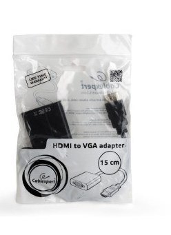 Adapter GEMBIRD A-HDMI-VGA-04 (HDMI M - D-Sub (VGA) F; 0,15m; kolor czarny) Adapter GEMBIRD A-HDMI-VGA-04 (HDMI M - D-Sub (VGA) F; 0,15m; kolor czarny)