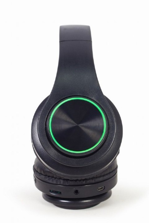 GEMBIRD SŁUCHAWKI STEREOFONICZNE LED BLUETOOTH CZARNE + MIKROFON + REGULACJA GEMBIRD SŁUCHAWKI STEREOFONICZNE LED BLUETOOTH CZARNE + MIKROFON + REGULACJA