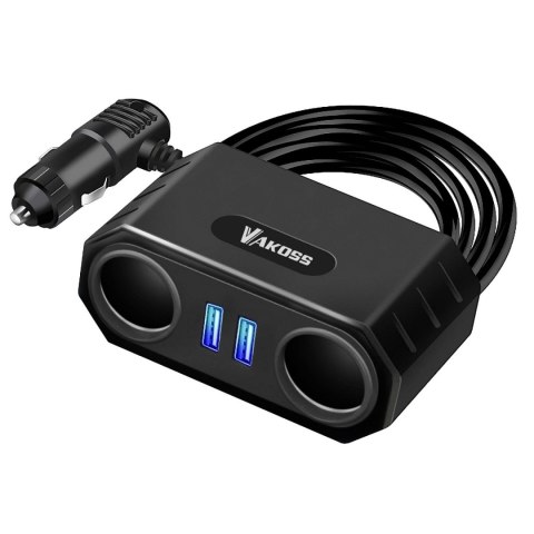 Rozgałęziacz gniazda zapalniczki VAKOSS TP-3264K 2 gniazda + 2xUSB, z przewodem Rozgałęziacz gniazda zapalniczki VAKOSS TP-3264K 2 gniazda + 2xUSB, z przewodem