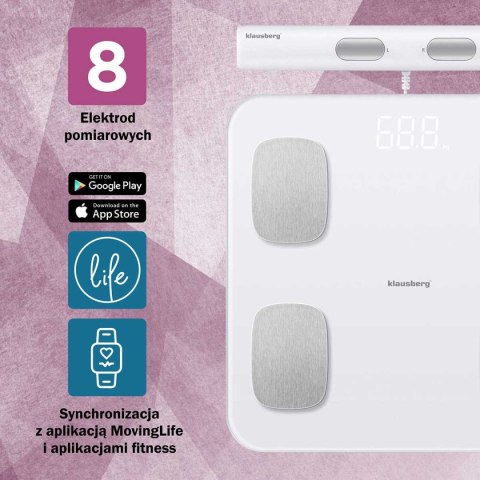 ANALITYCZNA WAGA ŁAZIENKOWA SMART IOS ANDROID KLAUSBERG KB-7853 ANALITYCZNA WAGA ŁAZIENKOWA SMART IOS ANDROID KLAUSBERG KB-7853
