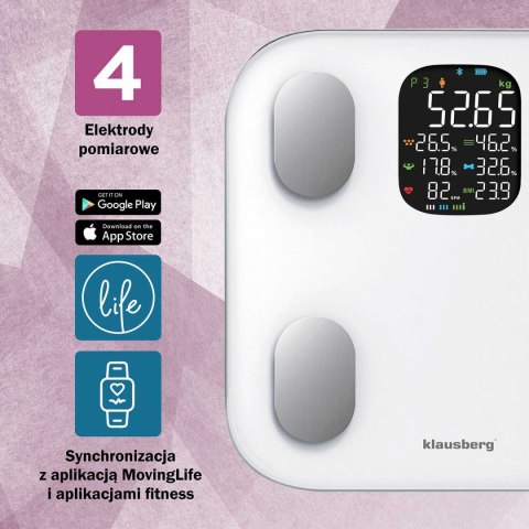 ANALITYCZNA WAGA ŁAZIENKOWA SMART IOS ANDROID KLAUSBERG KB-7855 ANALITYCZNA WAGA ŁAZIENKOWA SMART IOS ANDROID KLAUSBERG KB-7855