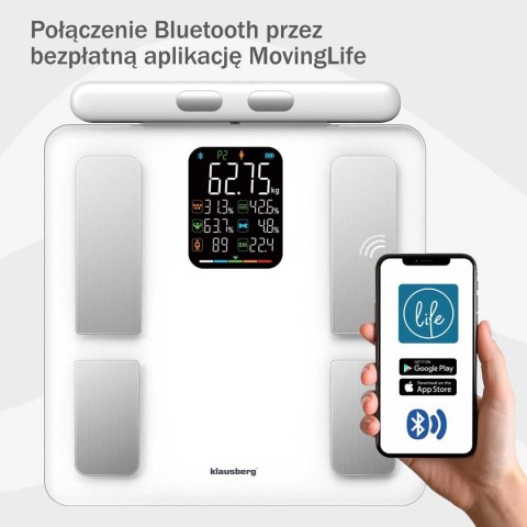 ANALITYCZNA WAGA ŁAZIENKOWA SMART IOS ANDROID KLAUSBERG KB-7857 ANALITYCZNA WAGA ŁAZIENKOWA SMART IOS ANDROID KLAUSBERG KB-7857
