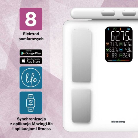 ANALITYCZNA WAGA ŁAZIENKOWA SMART IOS ANDROID KLAUSBERG KB-7857 ANALITYCZNA WAGA ŁAZIENKOWA SMART IOS ANDROID KLAUSBERG KB-7857