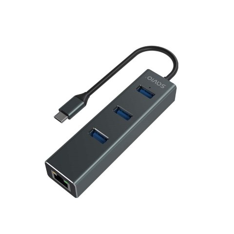 SAVIO AK-57 3-PORTOWY HUB USB-C Z ADAPTEREM RJ-45 SAVIO AK-57 3-PORTOWY HUB USB-C Z ADAPTEREM RJ-45