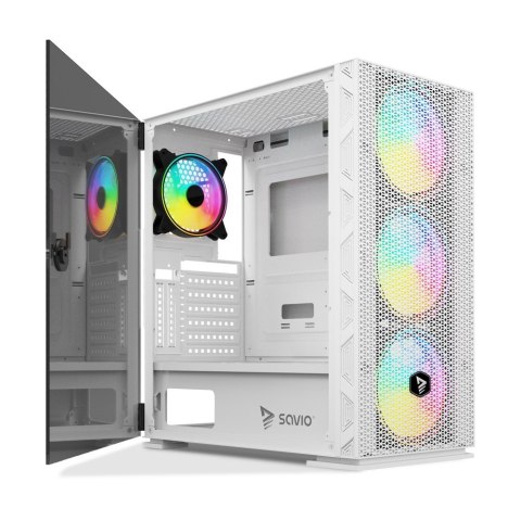 SAVIO OBUDOWA PC ARGB MESH/GLASS RAPTOR WHITE X1 SAVIO OBUDOWA PC ARGB MESH/GLASS RAPTOR WHITE X1