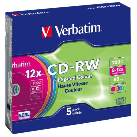 CD-RW Verbatim 700MB Colour X12 (5 Slim) CD-RW Verbatim 700MB Colour X12 (5 Slim)