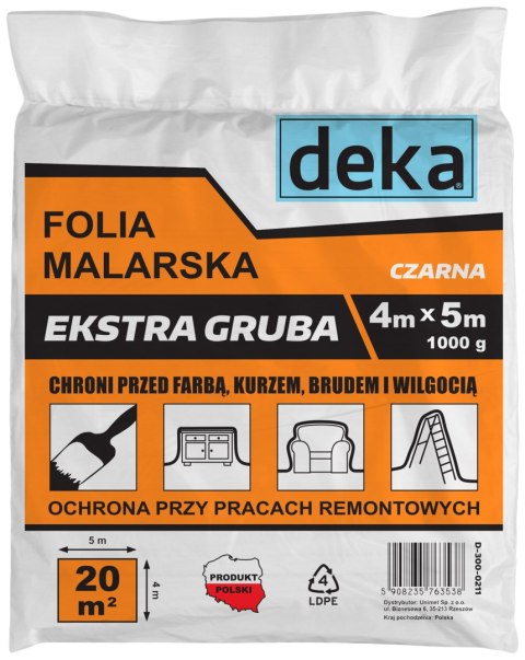 FOLIA MALARSKA EXTRA GRUBA CZARNA 4*5M 1000G FOLIA MALARSKA EXTRA GRUBA CZARNA 4*5M 1000G