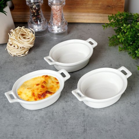 KOKILKI MISECZKI PORCELANOWE DO ZAPIEKANIA 3 szt. OWALNE KOKILKI MISECZKI PORCELANOWE DO ZAPIEKANIA 3 szt. OWALNE