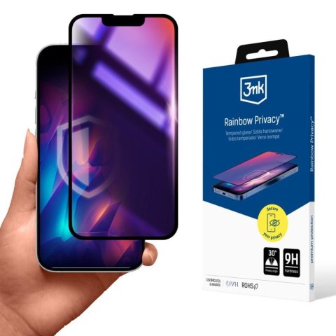 Szkło hartowane, prywatyzujące do Apple iPhone 15 - 3mk Rainbow Privacy Szkło hartowane, prywatyzujące do Apple iPhone 15 - 3mk Rainbow Privacy