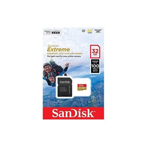 Karta pamięci MicroSDHC SanDisk Extreme 32GB 100/60 MB/s A1 Class 10 V30 UHS-I U3 - GoPro Karta pamięci MicroSDHC SanDisk Extreme 32GB 100/60 MB/s A1 Class 10 V30 UHS-I U3 - GoPro