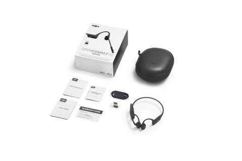 Słuchawki bezprzewodowe kostne Shokz OpenComm2 USB-C + adapter USB-A czarne Słuchawki bezprzewodowe kostne Shokz OpenComm2 USB-C + adapter USB-A czarne