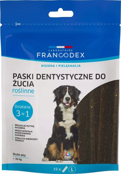 FRANCODEX Paski do gryzienia L na brzydki zapach z pyska 502,5 g/15 szt FRANCODEX Paski do gryzienia L na brzydki zapach z pyska 502,5 g/15 szt