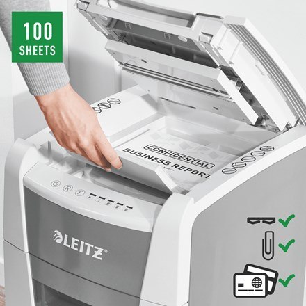 Leitz Niszczarka IQ AutoFeed 100, P4, 100 kartek, 34 l kosz Leitz Niszczarka IQ AutoFeed 100, P4, 100 kartek, 34 l kosz