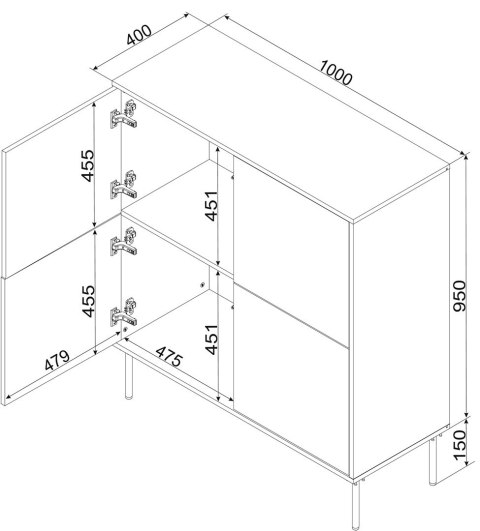 Komoda 4D TRESSE 100x40x110 zieleń mat Komoda 4D TRESSE 100x40x110 zieleń mat