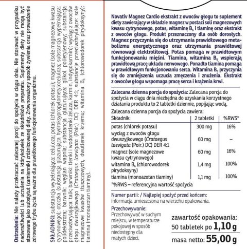 Novativ Magnez Cardio 50tabl. powlekanych Novativ Magnez Cardio 50tabl. powlekanych