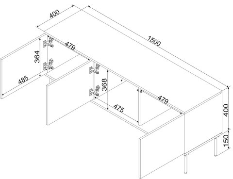 Szafka RTV 3D TRESSE 150x40x55 kaszmir mat Szafka RTV 3D TRESSE 150x40x55 kaszmir mat