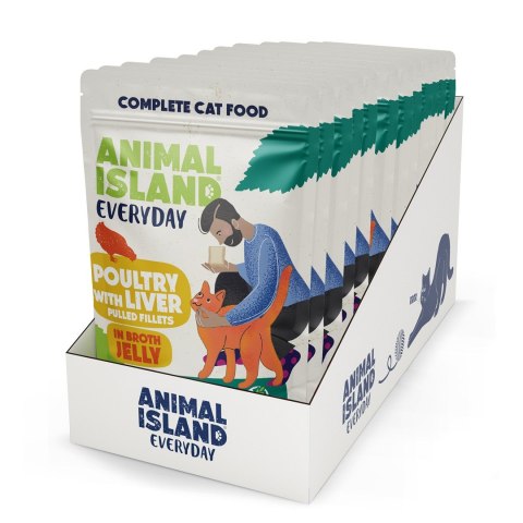 Animal Island NEW JELLY EVERYDAY 12-PACK SASZETKA 12X85g drób z wątróbką w galaretce Animal Island NEW JELLY EVERYDAY 12-PACK SASZETKA 12X85g drób z wątróbką w galaretce