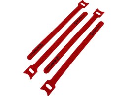 Opaska rzepowa do kabli z oczkiem, długość 200mm, szer.12 mm, czerwony ALANTEC