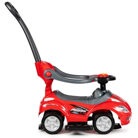 Autko jeździk pchacz 3w1 DELUXE z rączką panelem muzycznym - czerwone Autko jeździk pchacz 3w1 DELUXE z rączką panelem muzycznym - czerwone