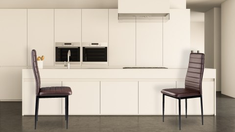 Zestaw krzeseł do jadalni salonu z ekoskóry 4 szt. wysokie oparcie - brązowe ModernHome Zestaw krzeseł do jadalni salonu z ekoskóry 4 szt. wysokie oparcie - brązowe ModernHome